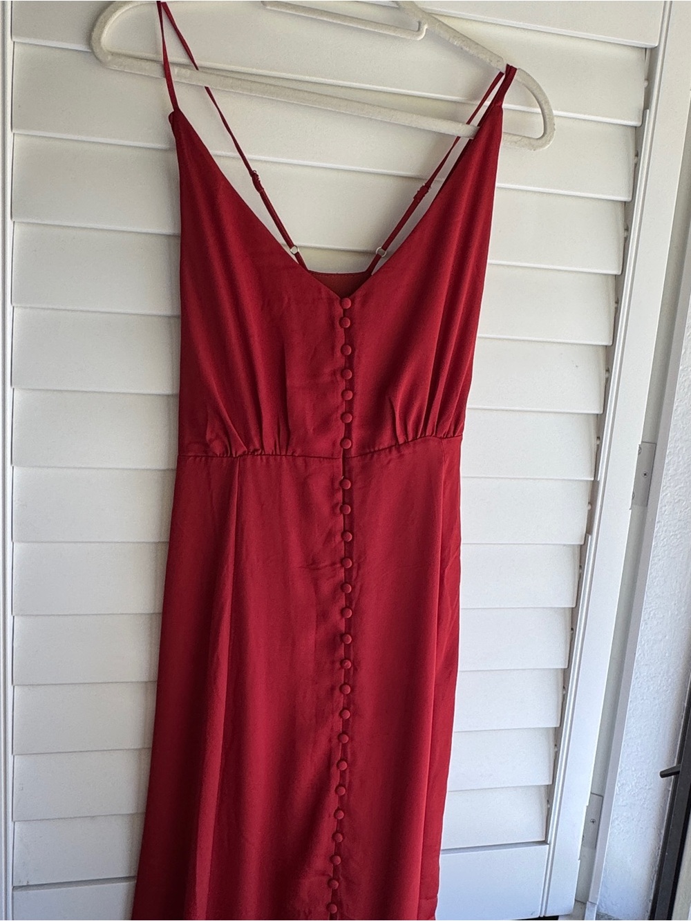 Red Strapless Button-Front Slip Dress